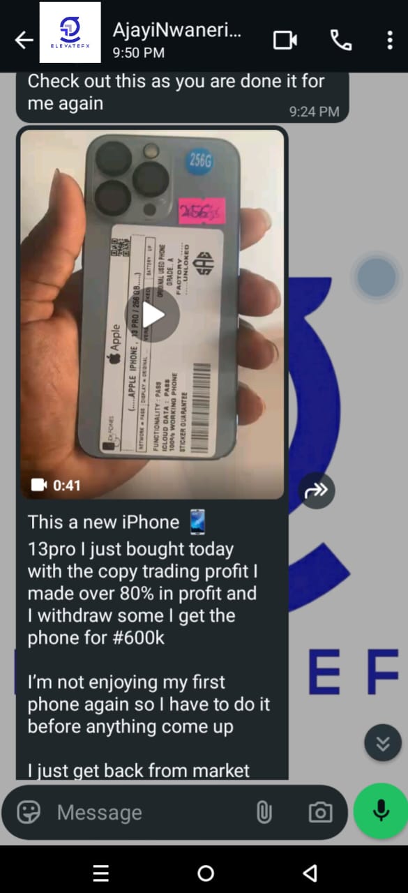 WhatsApp chat with Ajayi Nwaneri — Bought iPhone 13 Pro